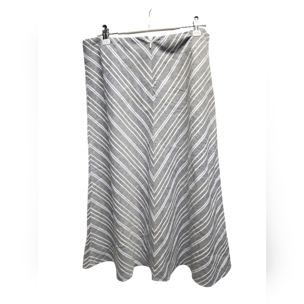 Talbots Chevron Pattern Linen Lined Midi Skirt - Size 6